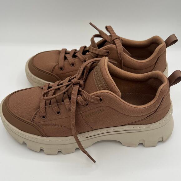 Skechers Women's Brown Chunky Lace Up Platform Sneakers Brown Size 7.5 - Picture 4 of 14